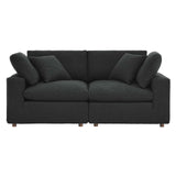 Modway Furniture Commix Down Filled Overstuffed Boucle Fabric Loveseat Black 40 x 80 x 20