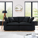 Modway Furniture Commix Down Filled Overstuffed Boucle Fabric Loveseat Black 40 x 80 x 20