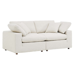 Modway Furniture Commix Down Filled Overstuffed Boucle Loveseat – Luxurious Comfort for Cozy Movie Nights & Relaxation Ivory EEI-6361-IVO