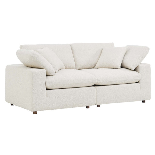 Modway Furniture Commix Down Filled Overstuffed Boucle Loveseat – Luxurious Comfort for Cozy Movie Nights & Relaxation Ivory EEI-6361-IVO