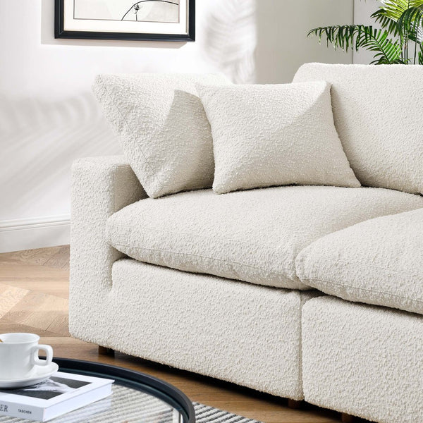 Modway Furniture Commix Down Filled Overstuffed Boucle Loveseat – Luxurious Comfort for Cozy Movie Nights & Relaxation Ivory EEI-6361-IVO