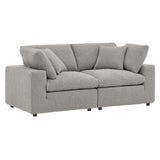 Modway Furniture Commix Down Filled Overstuffed Boucle Fabric Loveseat Light Gray 40 x 80 x 20