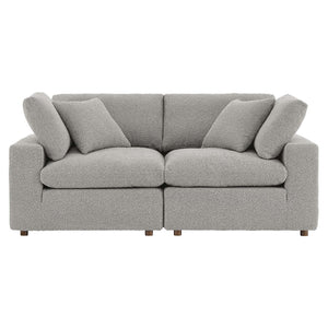 Modway Furniture Commix Down Filled Overstuffed Boucle Loveseat – Luxurious Comfort for Cozy Movie Nights & Relaxation Light Gray EEI-6361-LGR