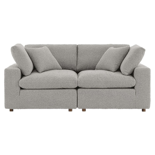 Modway Furniture Commix Down Filled Overstuffed Boucle Loveseat – Luxurious Comfort for Cozy Movie Nights & Relaxation Light Gray EEI-6361-LGR