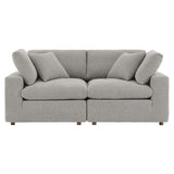 Modway Furniture Commix Down Filled Overstuffed Boucle Fabric Loveseat Light Gray 40 x 80 x 20