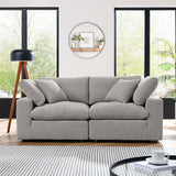 Modway Furniture Commix Down Filled Overstuffed Boucle Fabric Loveseat Light Gray 40 x 80 x 20