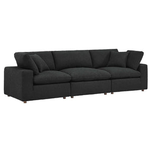 Modway Furniture Commix Overstuffed Boucle Fabric 3-Seater Sofa by Modway - Luxurious Comfort for Modern Living Spaces Black EEI-6362-BLK