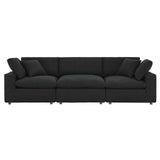 Modway Furniture Commix Down Filled Overstuffed Boucle Fabric 3-Seater Sofa Black 40 x 119 x 20