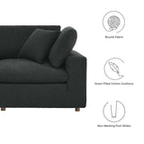 Modway Furniture Commix Down Filled Overstuffed Boucle Fabric 3-Seater Sofa Black 40 x 119 x 20