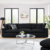 Modway Furniture Commix Down Filled Overstuffed Boucle Fabric 3-Seater Sofa Black 40 x 119 x 20