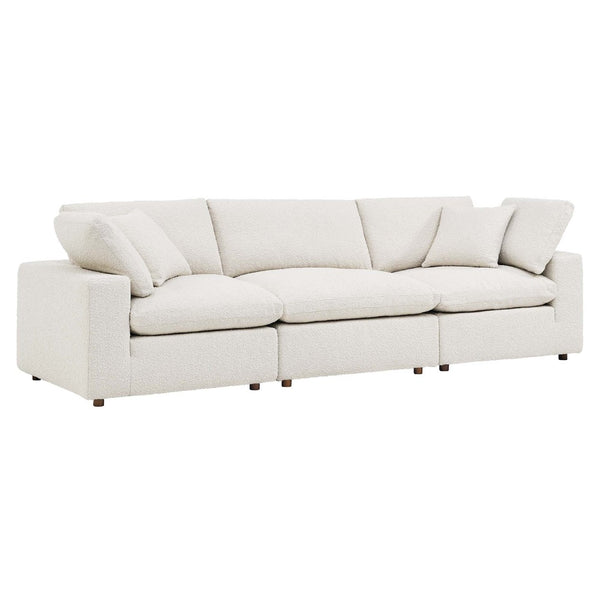 Modway Furniture Commix Overstuffed Boucle Fabric 3-Seater Sofa by Modway - Luxurious Comfort for Modern Living Spaces Ivory EEI-6362-IVO
