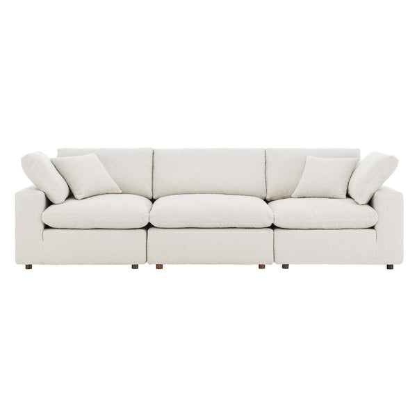 Modway Furniture Commix Overstuffed Boucle Fabric 3-Seater Sofa by Modway - Luxurious Comfort for Modern Living Spaces Ivory EEI-6362-IVO
