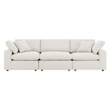 Modway Furniture Commix Down Filled Overstuffed Boucle Fabric 3-Seater Sofa Ivory 40 x 119 x 20