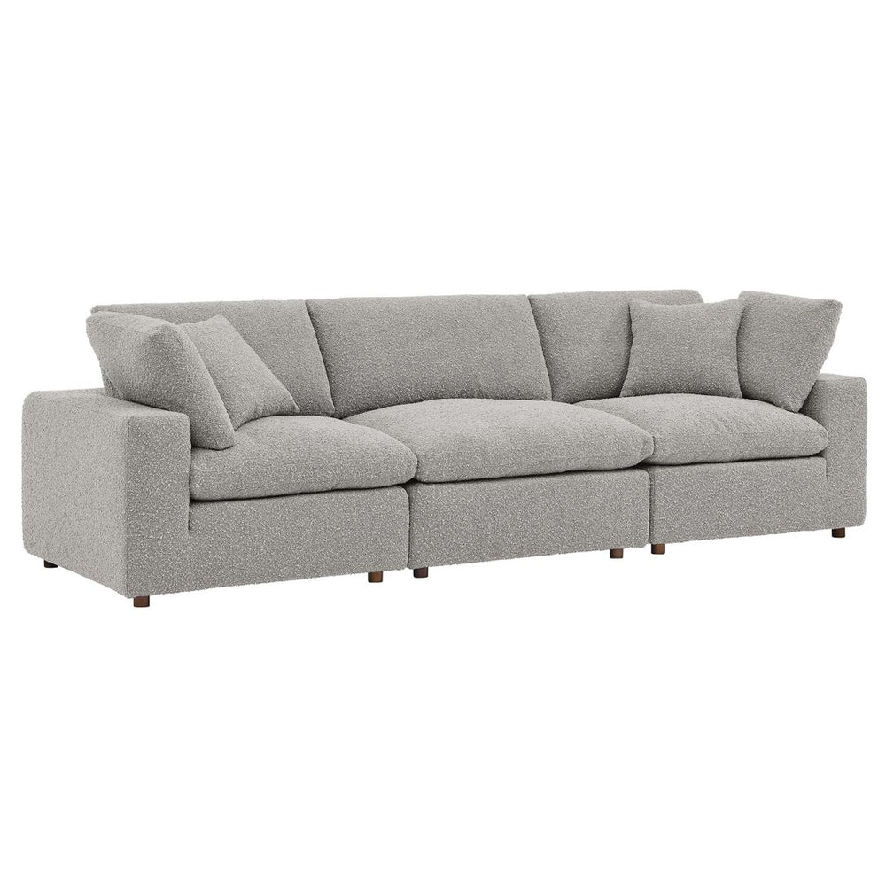 Modway Furniture Commix Overstuffed Boucle Fabric 3-Seater Sofa by Modway - Luxurious Comfort for Modern Living Spaces Light Gray EEI-6362-LGR