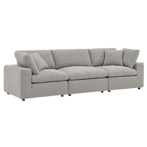 Modway Furniture Commix Overstuffed Boucle Fabric 3-Seater Sofa by Modway - Luxurious Comfort for Modern Living Spaces Light Gray EEI-6362-LGR