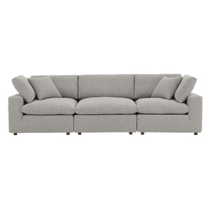 Modway Furniture Commix Overstuffed Boucle Fabric 3-Seater Sofa by Modway - Luxurious Comfort for Modern Living Spaces Light Gray EEI-6362-LGR