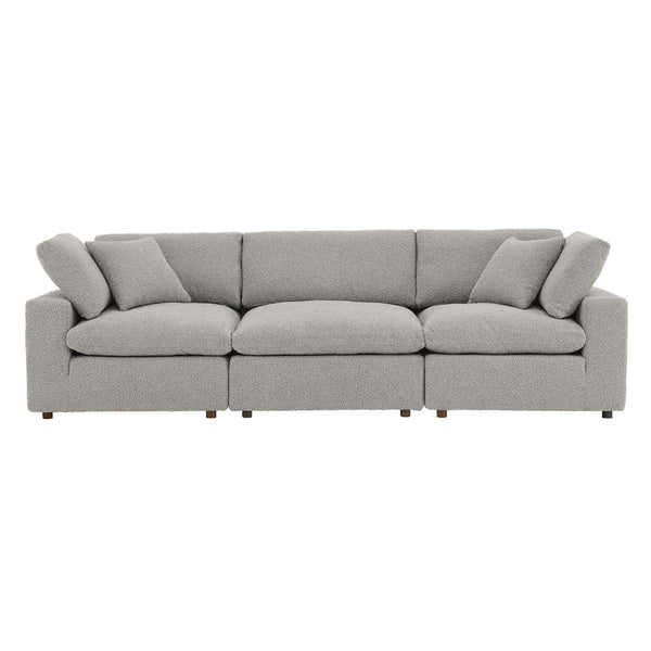 Modway Furniture Commix Overstuffed Boucle Fabric 3-Seater Sofa by Modway - Luxurious Comfort for Modern Living Spaces Light Gray EEI-6362-LGR