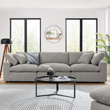 Modway Furniture Commix Down Filled Overstuffed Boucle Fabric 3-Seater Sofa Light Gray 40 x 119 x 20