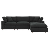 Modway Furniture Commix Down Filled Overstuffed Boucle Fabric 4-Piece Sectional Sofa Black 80 x 119 x 20