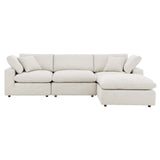 Modway Furniture Commix Down Filled Overstuffed Boucle Fabric 4-Piece Sectional Sofa Ivory 80 x 119 x 20