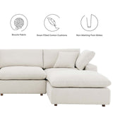 Modway Furniture Commix Down Filled Overstuffed Boucle Fabric 4-Piece Sectional Sofa Ivory 80 x 119 x 20