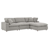 Modway Furniture Commix Down Filled Overstuffed Boucle Fabric 4-Piece Sectional Sofa Light Gray 80 x 119 x 20