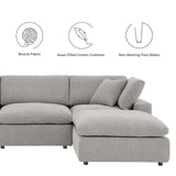 Modway Furniture Commix Down Filled Overstuffed Boucle Fabric 4-Piece Sectional Sofa Light Gray 80 x 119 x 20