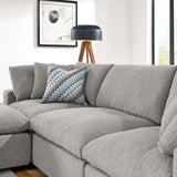 Modway Furniture Commix Down Filled Overstuffed Boucle Fabric 4-Piece Sectional Sofa Light Gray 80 x 119 x 20