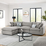 Modway Furniture Commix Down Filled Overstuffed Boucle Fabric 4-Piece Sectional Sofa Light Gray 80 x 119 x 20