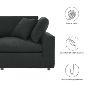 Modway Furniture Commix Overstuffed Boucle Fabric 4-Seater Sofa - Luxurious Comfort for Modern Living Spaces Black EEI-6364-BLK