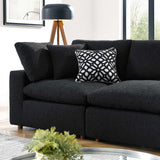 Modway Furniture Commix Down Filled Overstuffed Boucle Fabric 4-Seater Sofa Black 40 x 160 x 20