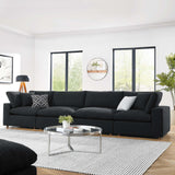 Modway Furniture Commix Down Filled Overstuffed Boucle Fabric 4-Seater Sofa Black 40 x 160 x 20