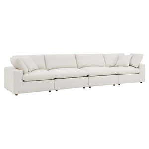 Modway Furniture Commix Overstuffed Boucle Fabric 4-Seater Sofa - Luxurious Comfort for Modern Living Spaces Ivory EEI-6364-IVO