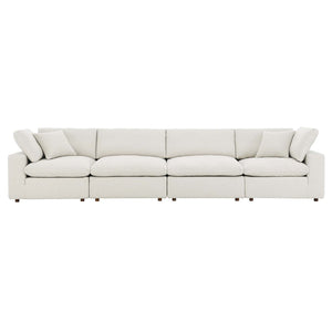 Modway Furniture Commix Overstuffed Boucle Fabric 4-Seater Sofa - Luxurious Comfort for Modern Living Spaces Ivory EEI-6364-IVO