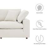 Modway Furniture Commix Down Filled Overstuffed Boucle Fabric 4-Seater Sofa Ivory 40 x 160 x 20