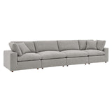 Modway Furniture Commix Down Filled Overstuffed Boucle Fabric 4-Seater Sofa Light Gray 40 x 160 x 20