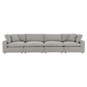 Modway Furniture Commix Overstuffed Boucle Fabric 4-Seater Sofa - Luxurious Comfort for Modern Living Spaces Light Gray EEI-6364-LGR