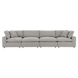 Modway Furniture Commix Down Filled Overstuffed Boucle Fabric 4-Seater Sofa Light Gray 40 x 160 x 20