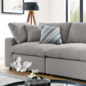 Modway Furniture Commix Overstuffed Boucle Fabric 4-Seater Sofa - Luxurious Comfort for Modern Living Spaces Light Gray EEI-6364-LGR
