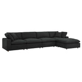 Modway Furniture Commix Down Filled Overstuffed Boucle Fabric 5-Piece Sectional Sofa Black 80 x 160 x 20