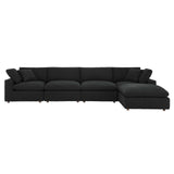 Modway Furniture Commix Down Filled Overstuffed Boucle Fabric 5-Piece Sectional Sofa Black 80 x 160 x 20