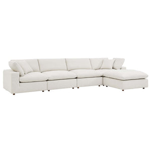 Modway Furniture Commix 5-Piece Overstuffed Boucle Fabric Sectional Sofa – Luxurious Comfort for Modern Living Spaces Ivory EEI-6365-IVO