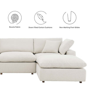 Modway Furniture Commix 5-Piece Overstuffed Boucle Fabric Sectional Sofa – Luxurious Comfort for Modern Living Spaces Ivory EEI-6365-IVO