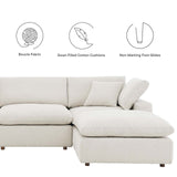 Modway Furniture Commix Down Filled Overstuffed Boucle Fabric 5-Piece Sectional Sofa Ivory 80 x 160 x 20
