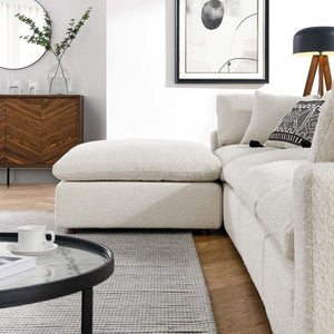 Modway Furniture Commix 5-Piece Overstuffed Boucle Fabric Sectional Sofa – Luxurious Comfort for Modern Living Spaces Ivory EEI-6365-IVO