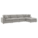 Modway Furniture Commix Down Filled Overstuffed Boucle Fabric 5-Piece Sectional Sofa Light Gray 80 x 160 x 20