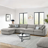 Modway Furniture Commix Down Filled Overstuffed Boucle Fabric 5-Piece Sectional Sofa Light Gray 80 x 160 x 20