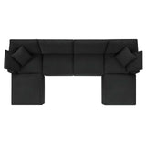 Modway Furniture Commix Down Filled Overstuffed Boucle 6-Piece Sectional Sofa Black 80 x 160 x 20