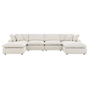 Modway Furniture Commix 6-Piece Down Filled Overstuffed Boucle Sectional Sofa – Luxurious Comfort for Modern Living Ivory EEI-6366-IVO