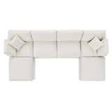 Modway Furniture Commix Down Filled Overstuffed Boucle 6-Piece Sectional Sofa Ivory 80 x 160 x 20